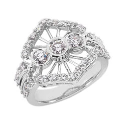 Platinum Round Diamond Right Hand Ladies Ring 1.45ct