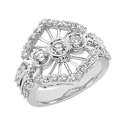 Platinum Round Diamond Right Hand Ladies Ring 1.45ct 3 Platinum Round Diamond Right Hand Ladies Ring 1.45ct