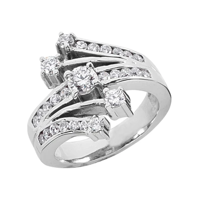 Platinum Round Diamond Right Hand Women's Ring 0.93ct 3 Platinum Round Diamond Right Hand Women's Ring 0.93ct