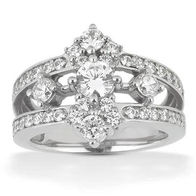 Platinum Round Diamond Right Hand Women's Ring 1ct 3 Platinum Round Diamond Right Hand Women's Ring 1ct