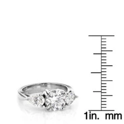 Platinum Three Stone Round And Pear Diamond Engagement Ring 3ct G/VS GIA -Its Hot Jewelry Shop platinum three stone round and pear diamond engagement ring 3ct rulerwh