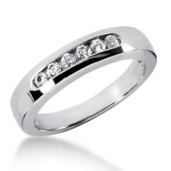 Platinum Women's Channel Set Diamonds Wedding Ring 0.30ct