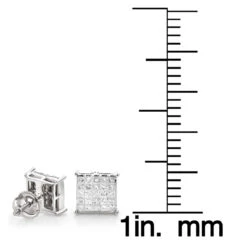 Princess Cut Diamond Earrings Studs Invisible Setting 1.15 -Its Hot Jewelry Shop princess cut diamond earrings invisible setting 115 p 38040 rulerwh
