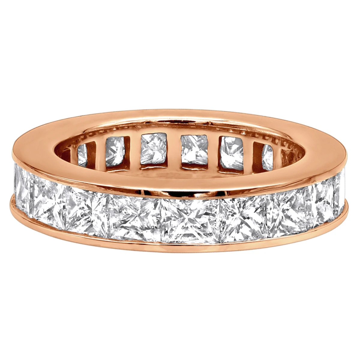 4mm Princess Cut Diamond Eternity Band 4.30ct 14K White Gold 8 4mm Princess Cut Diamond Eternity Band 4.30ct 14K White Gold - Image 6