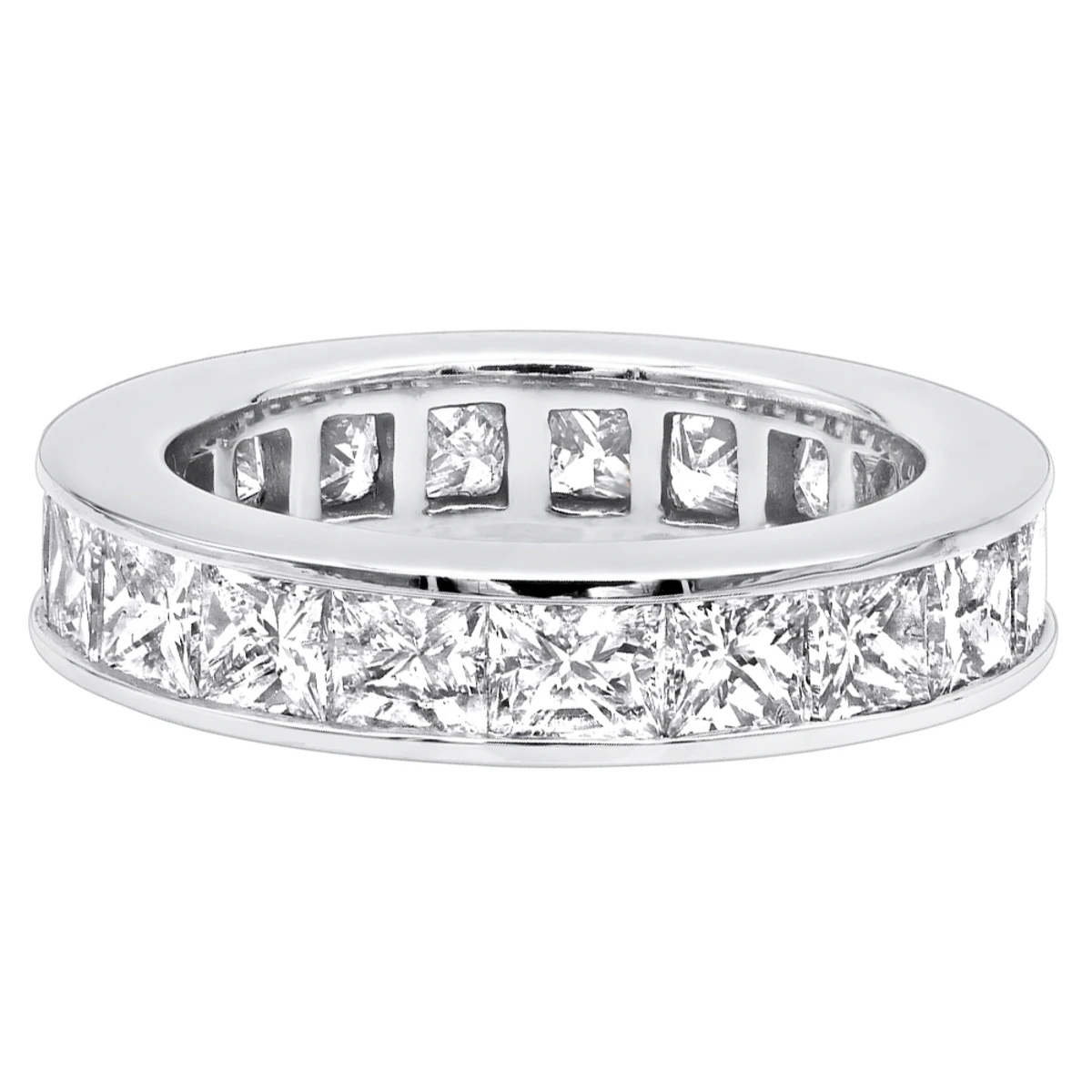 4mm Princess Cut Diamond Eternity Band 4.30ct 14K White Gold 6 4mm Princess Cut Diamond Eternity Band 4.30ct 14K White Gold - Image 4