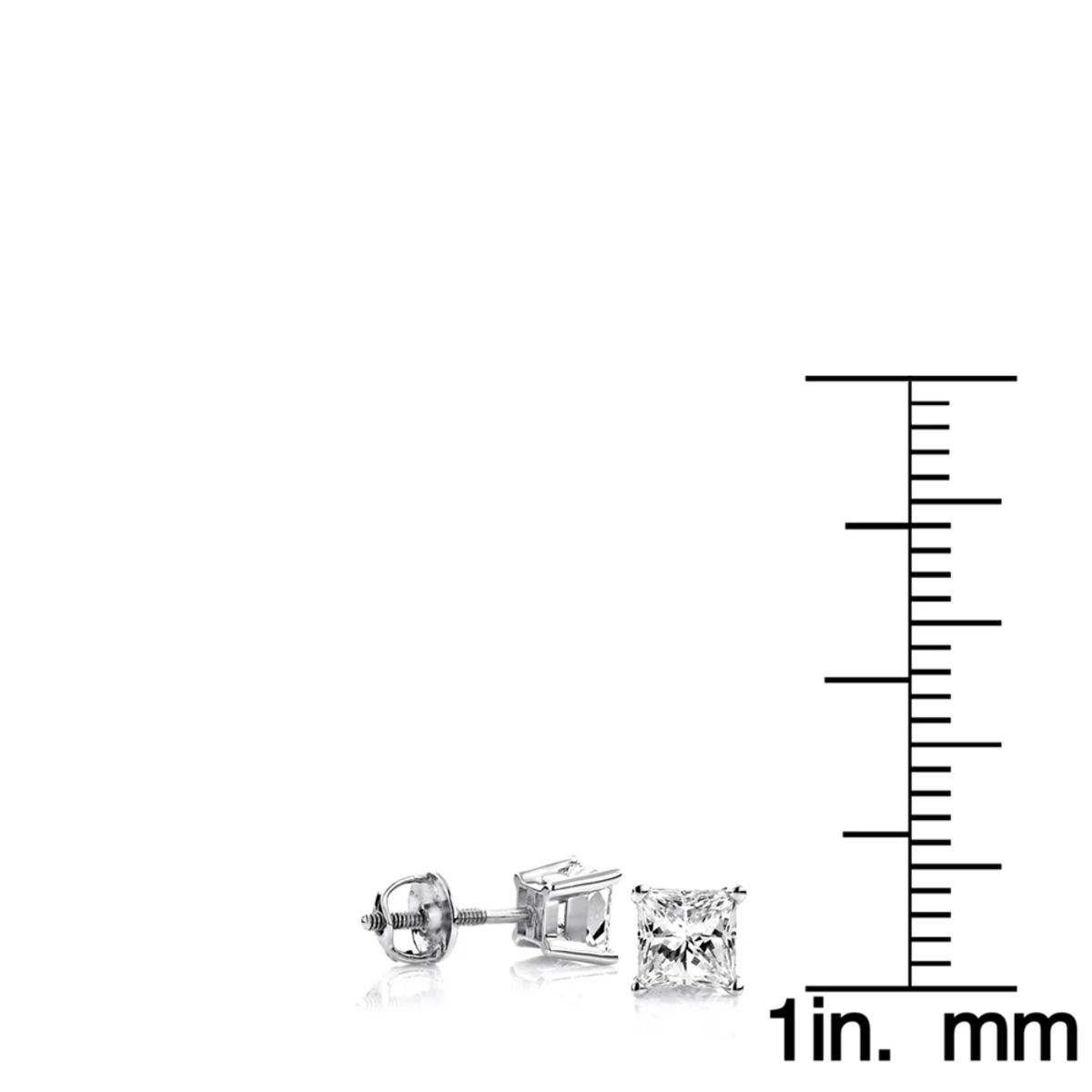 Princess Cut Diamond Platinum Stud Earrings 0.75ct 6 Princess Cut Diamond Platinum Stud Earrings 0.75ct - Image 4