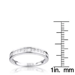 Thin Princess Cut Diamond Wedding Band 0.59ct 14K White Gold -Its Hot Jewelry Shop princess cut diamond wedding band 059ct 14k gold rulerwh