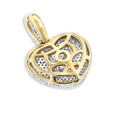 Puffed Diamond Heart Necklace 14K Yellow Gold 0.92ct -Its Hot Jewelry Shop puffed diamond heart necklace 14k gold 092ct p 22302 backye