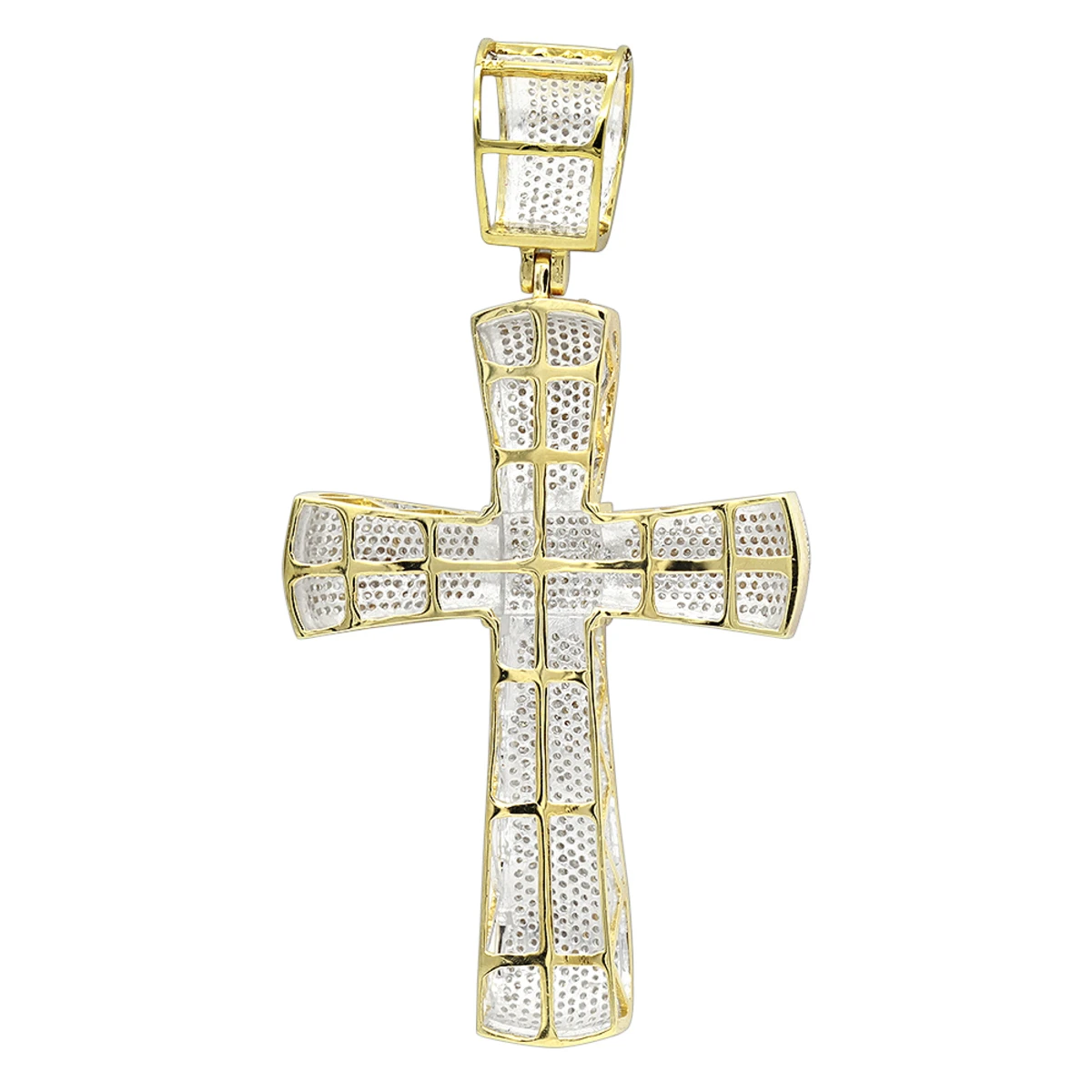 Puffed 10K Yellow Gold Diamond Cross Pendant 3.25ct Gold 6 Puffed 10K Yellow Gold Diamond Cross Pendant 3.25ct Gold - Image 4