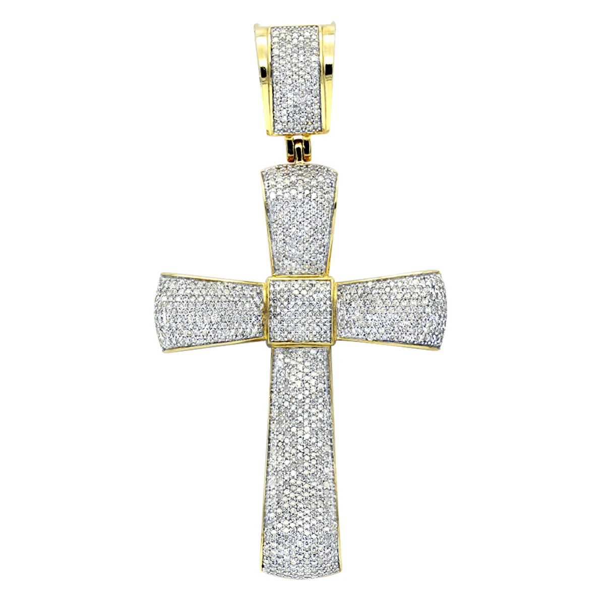 Puffed 10K Yellow Gold Diamond Cross Pendant 3.25ct Gold 3 Puffed 10K Yellow Gold Diamond Cross Pendant 3.25ct Gold