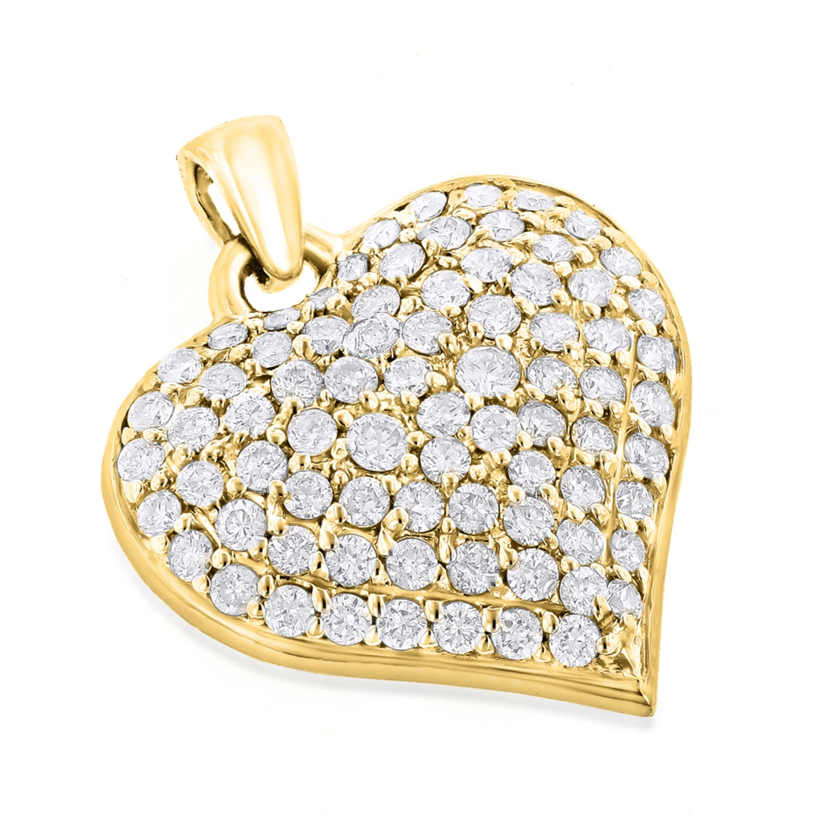 Ladies Puffed 14K White Gold Diamond Heart Pendant 1.5ct 4 Ladies Puffed 14K White Gold Diamond Heart Pendant 1.5ct - Image 2