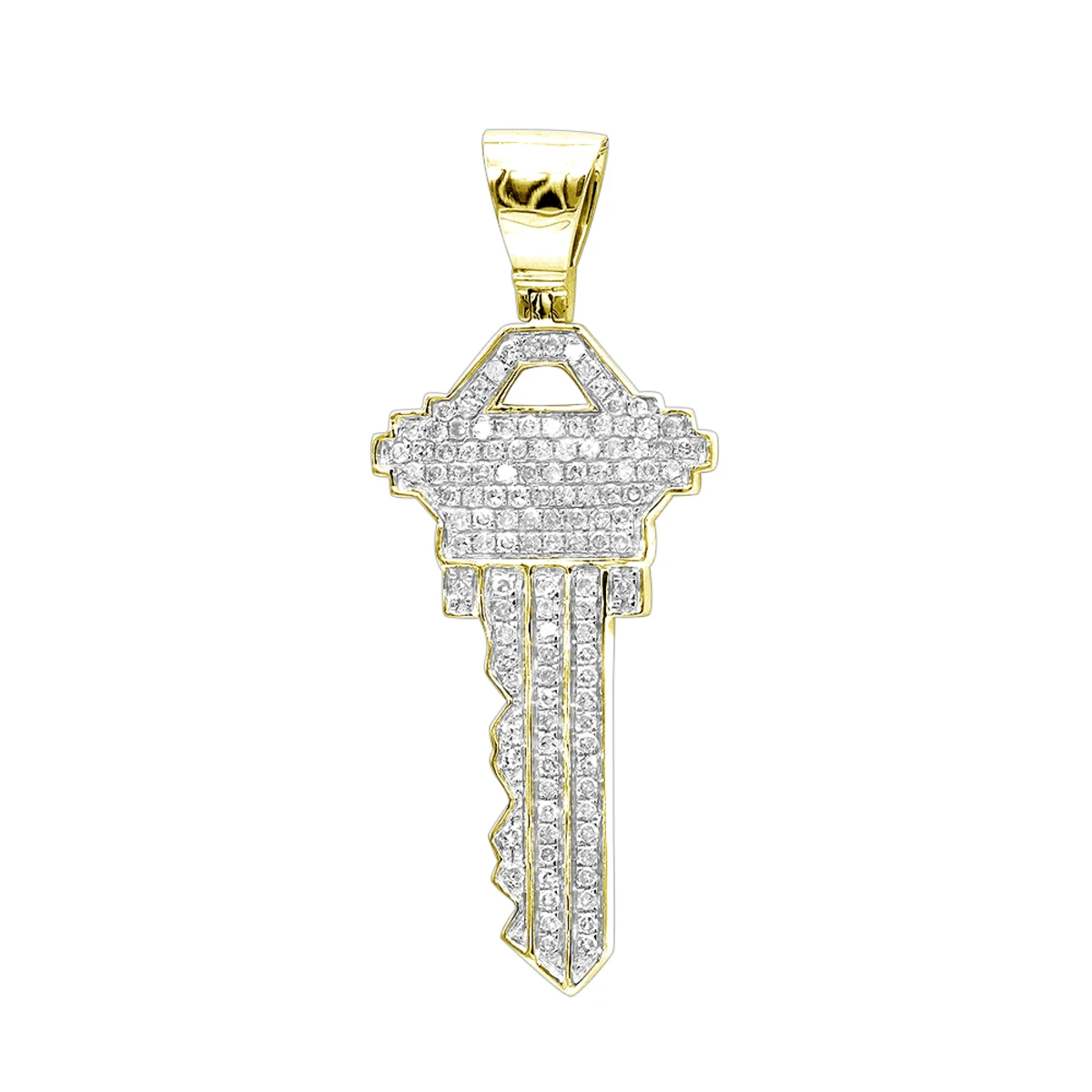 10K Yellow Gold Diamond Key Pendant For Men By Luxurman 0.65ct 3 10K Yellow Gold Diamond Key Pendant For Men By Luxurman 0.65ct