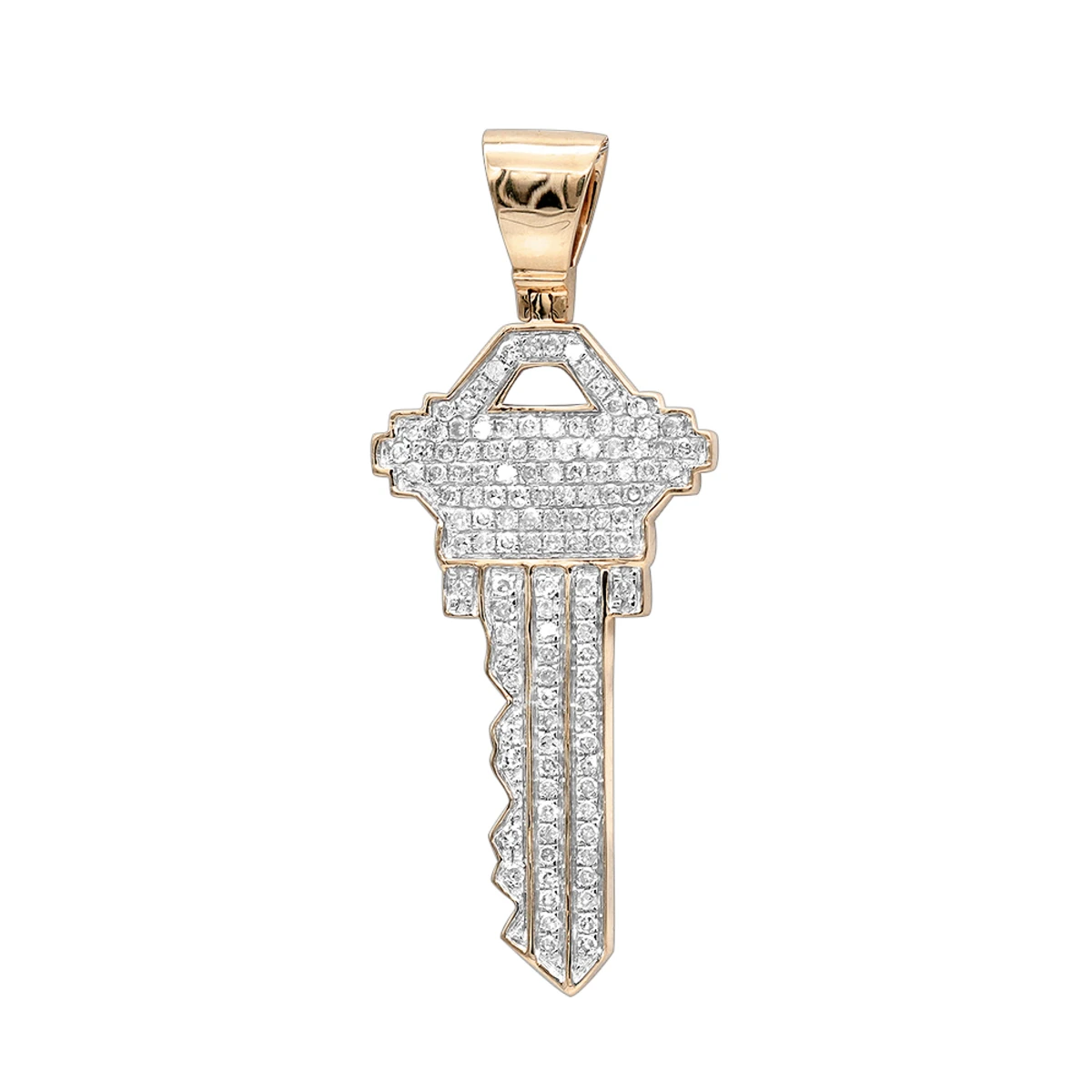10K Yellow Gold Diamond Key Pendant For Men By Luxurman 0.65ct 5 10K Yellow Gold Diamond Key Pendant For Men By Luxurman 0.65ct - Image 3