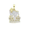 10K Yellow Gold Diamond Lion Pendant With Crown 0.3ct