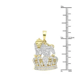 10K Yellow Gold Diamond Lion Pendant With Crown 0.3ct -Its Hot Jewelry Shop real 10k gold diamond lion pendant with crown 0 3ct rulerye