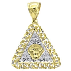 10K Yellow Gold Diamond Medusa Head Triangle Pendant Cuban Link Chain 0.8ct 11 10K Yellow Gold Diamond Medusa Head Triangle Pendant Cuban Link Chain 0.8ct -Its Hot Jewelry Shop real 10k gold diamond medusa head triangle pendant cuban link chain 08ct backye