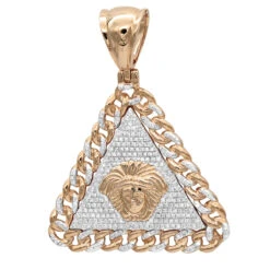 10K Yellow Gold Diamond Medusa Head Triangle Pendant Cuban Link Chain 0.8ct 10 10K Yellow Gold Diamond Medusa Head Triangle Pendant Cuban Link Chain 0.8ct -Its Hot Jewelry Shop real 10k gold diamond medusa head triangle pendant cuban link chain 08ct ro