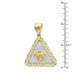 10K Yellow Gold Diamond Medusa Head Triangle Pendant Cuban Link Chain 0.8ct 13 10K Yellow Gold Diamond Medusa Head Triangle Pendant Cuban Link Chain 0.8ct -Its Hot Jewelry Shop real 10k gold diamond medusa head triangle pendant cuban link chain 08ct rulerye
