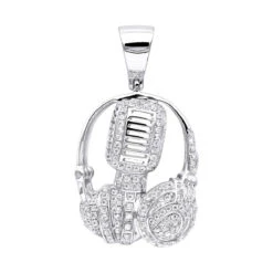 10K Yellow Gold Genuine Diamond Microphone & Headphones Pendant 1ct DJ Charm -Its Hot Jewelry Shop real 10k gold genuine diamond microphone headphones pendant 1ct dj charm wh