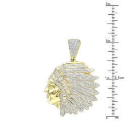 10K Yellow Gold Indian Chief Head Pendant For Men With Genuine Diamonds 1.2ct 13 10K Yellow Gold Indian Chief Head Pendant For Men With Genuine Diamonds 1.2ct -Its Hot Jewelry Shop real 10k gold indian chief head pendant for men with genuine diamonds 1 2ct rulerye