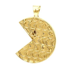 14K Yellow Gold Pacman 2 Carat White & Black Diamond Pendant For Men -Its Hot Jewelry Shop real 14k gold custom made pacman 2 carat white black diamond pendant for men 000935 backye