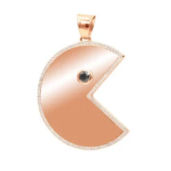 14K Yellow Gold Pacman 2 Carat White & Black Diamond Pendant For Men -Its Hot Jewelry Shop real 14k gold custom made pacman 2 carat white black diamond pendant for men 000935 ro