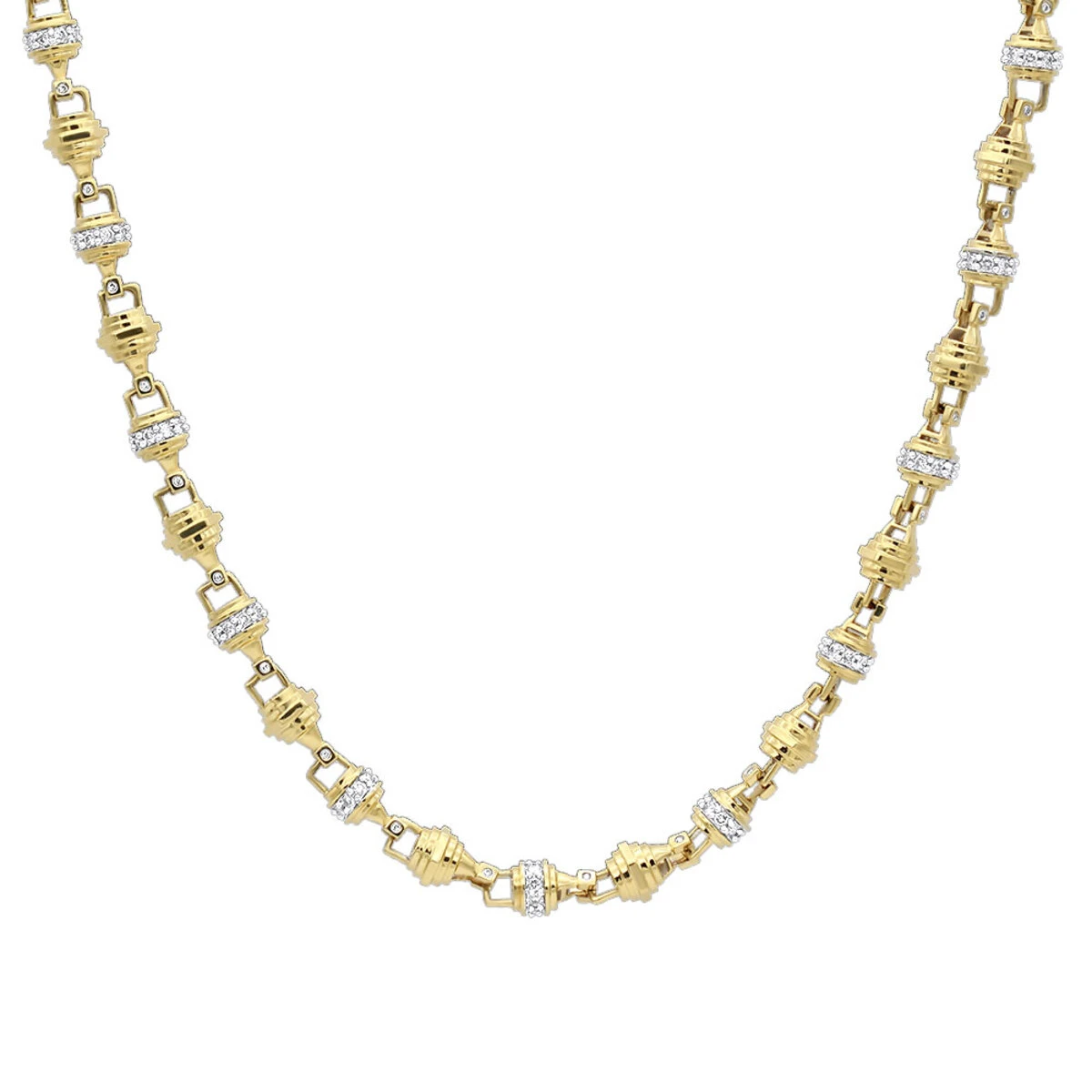 14K Yellow Gold Men's Diamond Chain Necklace 6.81ct 30 Inches 3 14K Yellow Gold Men's Diamond Chain Necklace 6.81ct 30 Inches