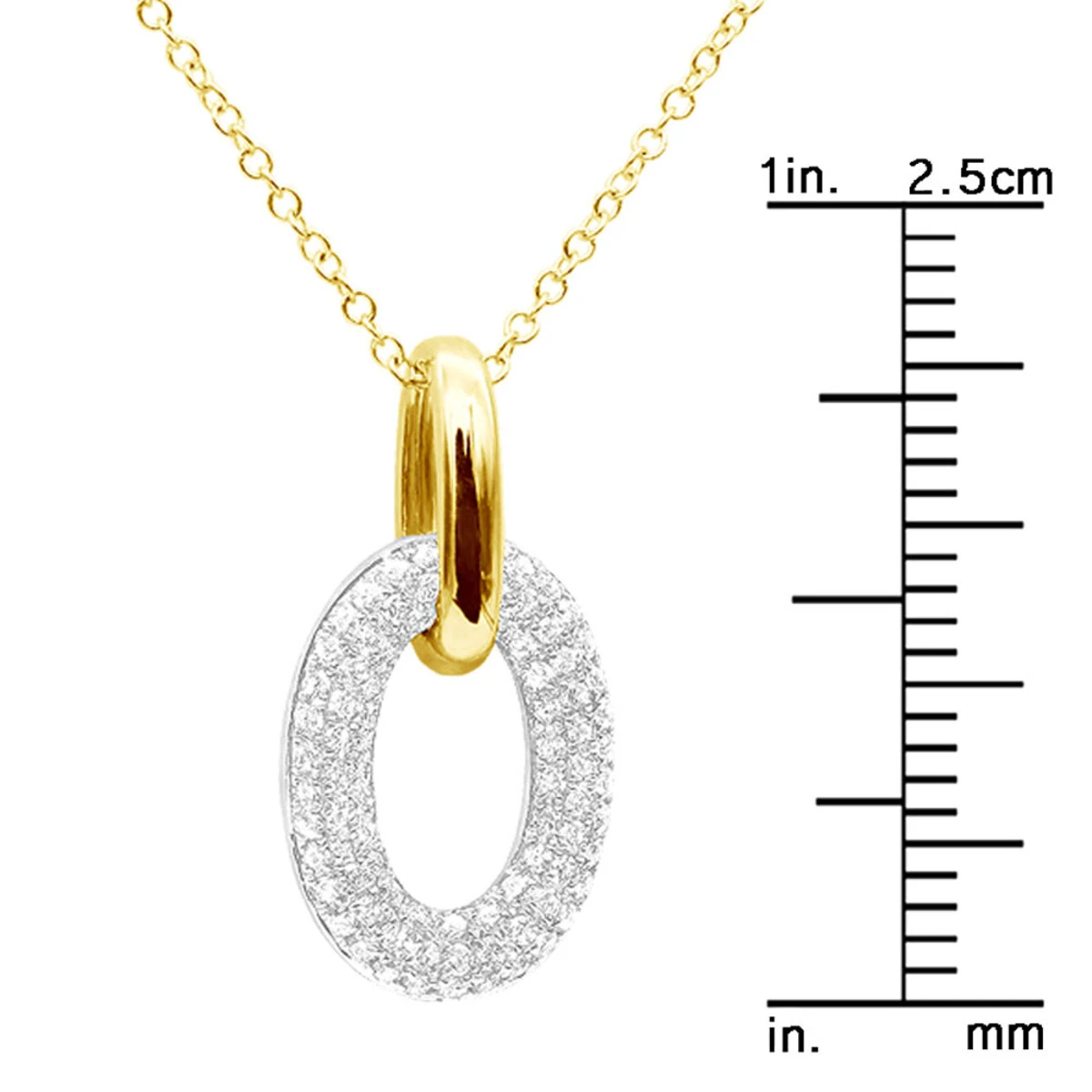 14K White Gold Pave Diamond Oval Pendant Necklace For Women 0.5 Carat 10 14K White Gold Pave Diamond Oval Pendant Necklace For Women 0.5 Carat - Image 8