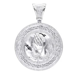 14K Yellow Gold Praying Hands With Rosary Diamond Pendant Medallion 1ct -Its Hot Jewelry Shop real 14k gold praying hands with rosary diamond pendant medallion 1ct wh