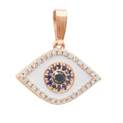 14K Yellow Gold White Black Diamond & Sapphire Evil Eye Pendant Enamel Charm 12 14K Yellow Gold White Black Diamond & Sapphire Evil Eye Pendant Enamel Charm -Its Hot Jewelry Shop real 14k gold white black diamond sapphire evil eye pendant enamel charm 018020 ro