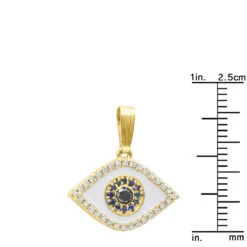 14K Yellow Gold White Black Diamond & Sapphire Evil Eye Pendant Enamel Charm 17 14K Yellow Gold White Black Diamond & Sapphire Evil Eye Pendant Enamel Charm -Its Hot Jewelry Shop real 14k gold white black diamond sapphire evil eye pendant enamel charm 018020 rulerye