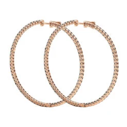 Real 3 Carat Black Diamond 2 Inch Hoop Earrings Inside Out Design 14K White Gold -Its Hot Jewelry Shop real 3 carat black diamond 2 inch hoop earrings inside out design 14k gold 018012 backro