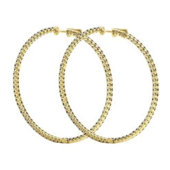 Real 3 Carat Black Diamond 2 Inch Hoop Earrings Inside Out Design 14K White Gold -Its Hot Jewelry Shop real 3 carat black diamond 2 inch hoop earrings inside out design 14k gold 018012 backye