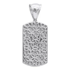 Real Diamond Dog Tag Pendant With Crown 10K White Gold White & Black Diamonds 1ct -Its Hot Jewelry Shop real diamond dog tag pendant with crown 10k gold white black diamonds 1ct 000991 back white