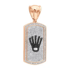 Real Diamond Dog Tag Pendant With Crown 10K White Gold White & Black Diamonds 1ct -Its Hot Jewelry Shop real diamond dog tag pendant with crown 10k gold white black diamonds 1ct 000991 rose