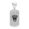 Real Diamond Dog Tag Pendant With Crown 10K White Gold White & Black Diamonds 1ct -Its Hot Jewelry Shop real diamond dog tag pendant with crown 10k gold white black diamonds 1ct 000991 white
