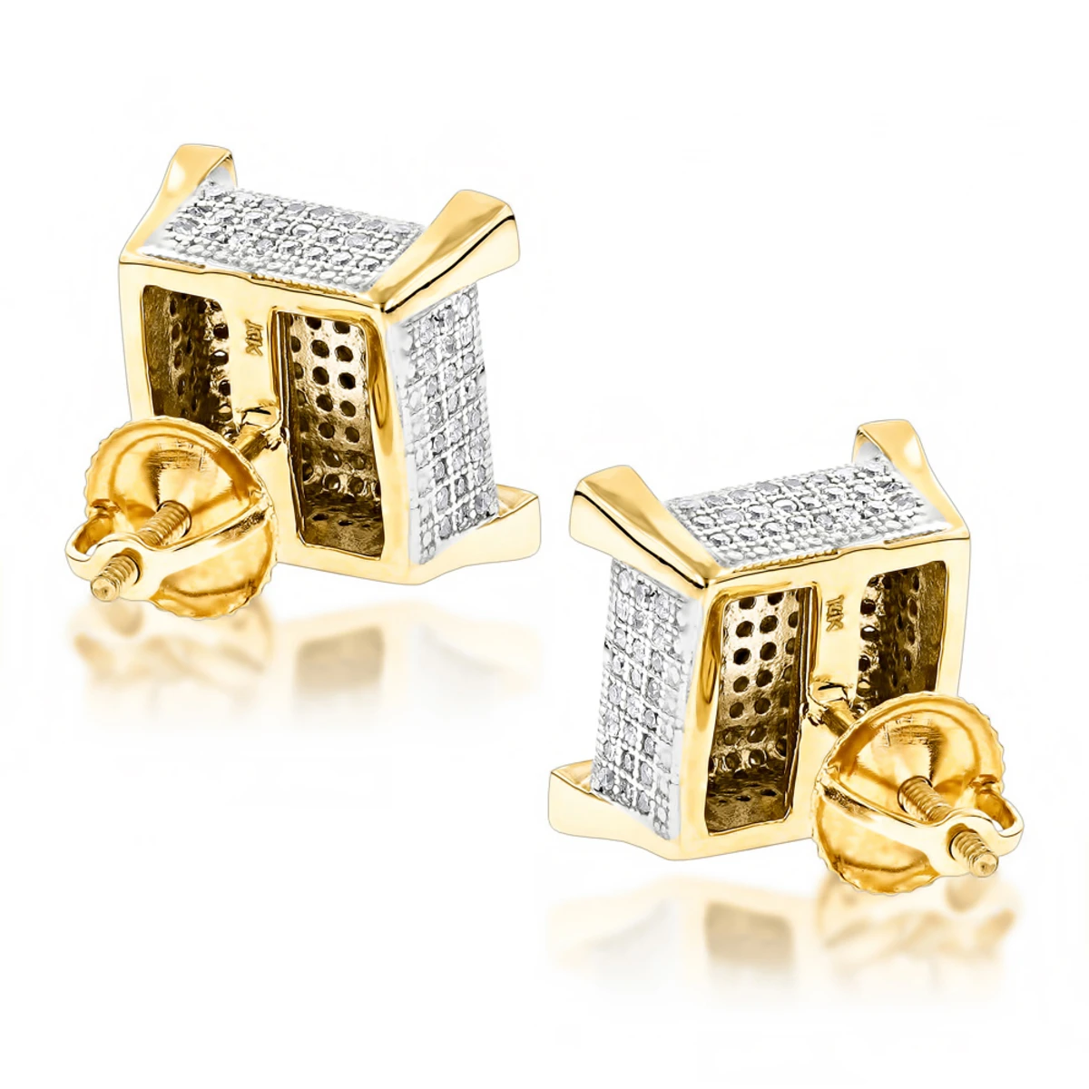 14K Yellow Gold Diamond Stud Earrings 0.85ct 6 14K Yellow Gold Diamond Stud Earrings 0.85ct - Image 4