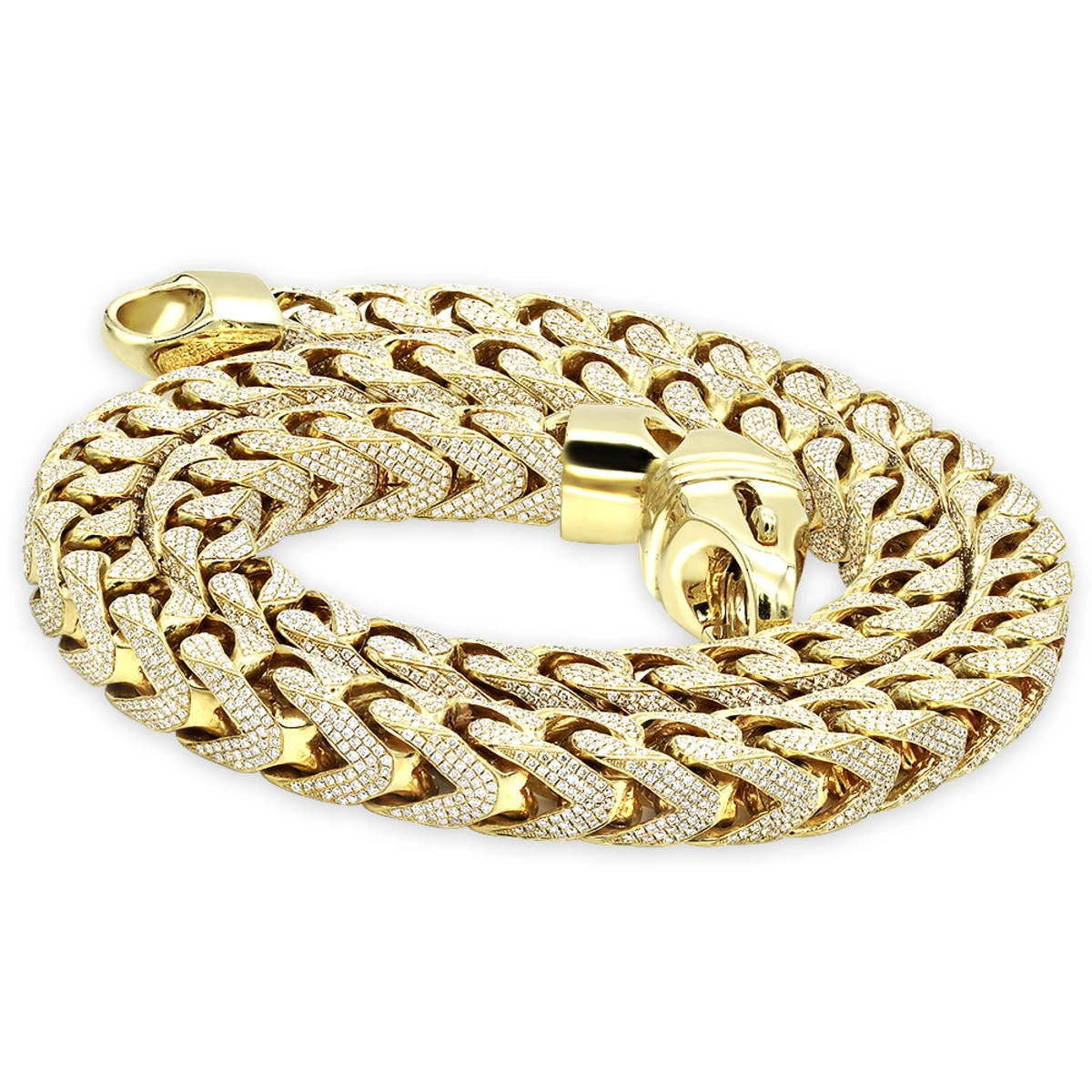 Real Diamond Hip Hop Jewelry Solid 10K Yellow Gold Iced Out Franco Chain For Men 3 Real Diamond Hip Hop Jewelry Solid 10K Yellow Gold Iced Out Franco Chain For Men