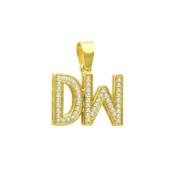 Real Diamond Initial Letters Pendant 14K Yellow Gold 0.6ct
