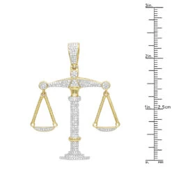 10K Yellow Gold Diamond Libra Pendant 1.1ct By Luxurman -Its Hot Jewelry Shop real gold zodiac jewelry 10k gold diamond libra pendant 11ct by luxurman rulerye