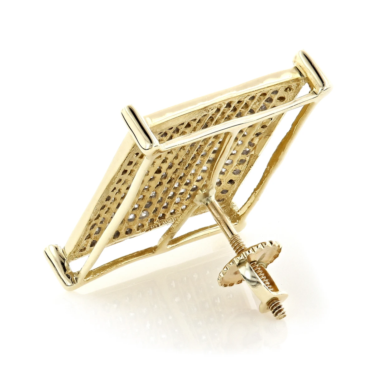 Real Hip Hop 10K Yellow Gold Men's Diamond Oversized Stud Earring 0.6ct 6 Real Hip Hop 10K Yellow Gold Men's Diamond Oversized Stud Earring 0.6ct - Image 4