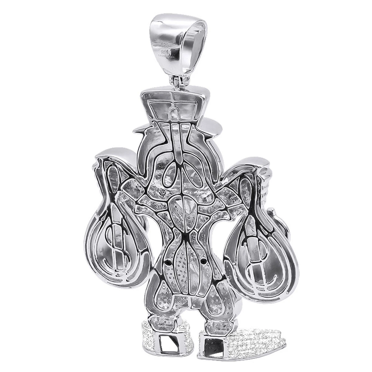 Real Sterling Silver Scrooge McDuck Diamond Pendant Cartoon Character 4.25ct 4 Real Sterling Silver Scrooge McDuck Diamond Pendant Cartoon Character 4.25ct - Image 2