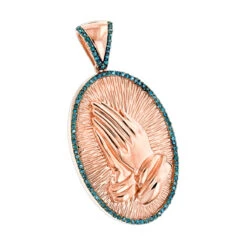 10K Yellow Gold Blue Diamond Praying Hands Pendant 0.36ct 10 10K Yellow Gold Blue Diamond Praying Hands Pendant 0.36ct -Its Hot Jewelry Shop religious jewelry 10k gold blue diamond praying hands pendant 036ct ro