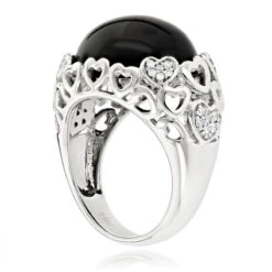 Right Hand Diamond Fashion Luxurman Onyx And Hearts Ring 14K White Gold 10 Right Hand Diamond Fashion Luxurman Onyx And Hearts Ring 14K White Gold -Its Hot Jewelry Shop right hand diamond fashion rings luxurman onyx and hearts ring 14k gold backwh