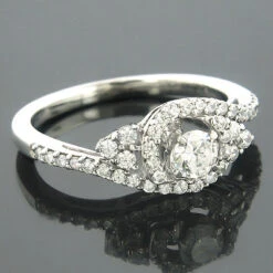 Ring Mountings 14K White Gold Diamond Engagement Ring Setting 0.78