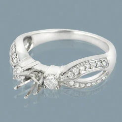 Ring Settings 14K White Gold Diamond Engagement Ring Setting .60ct