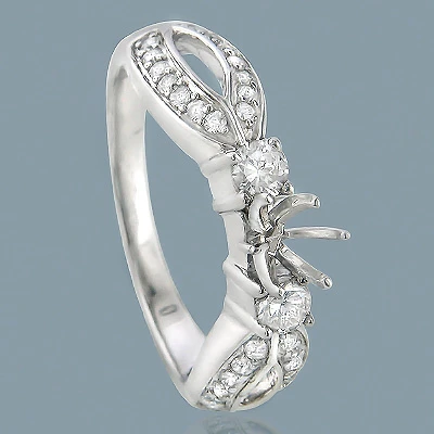 Ring Settings 14K White Gold Diamond Engagement Ring Setting .60ct 4 Ring Settings 14K White Gold Diamond Engagement Ring Setting .60ct - Image 2