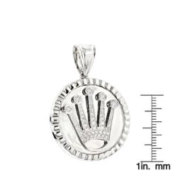 Rolex Style Diamond Crown Pendant Medallion 0.85ct 14K White Gold -Its Hot Jewelry Shop rolex style diamond crown pendant medallion 085ct 14k gold rulerwh