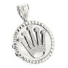 Rolex Style Diamond Crown Pendant Medallion 0.85ct 14K White Gold