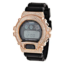 Rose Gold Plated Casio G-Shock White CZ Crystal Watch DW6900 Watch